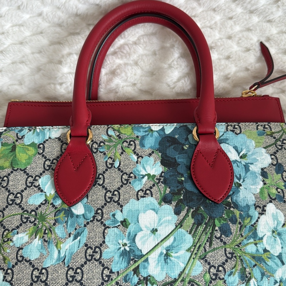 Gucci Blooms GG Floral Supreme Canvas Leather Handbag-546316-Authentic-NWT - Picture 5 of 16